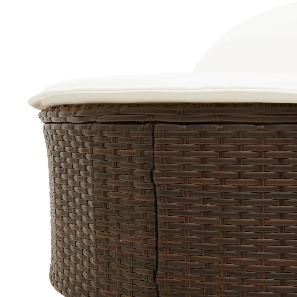 Lettino Prendisole | Sdraio da giardino | Lettino da sole con Cuscini Marrone in Polyrattan