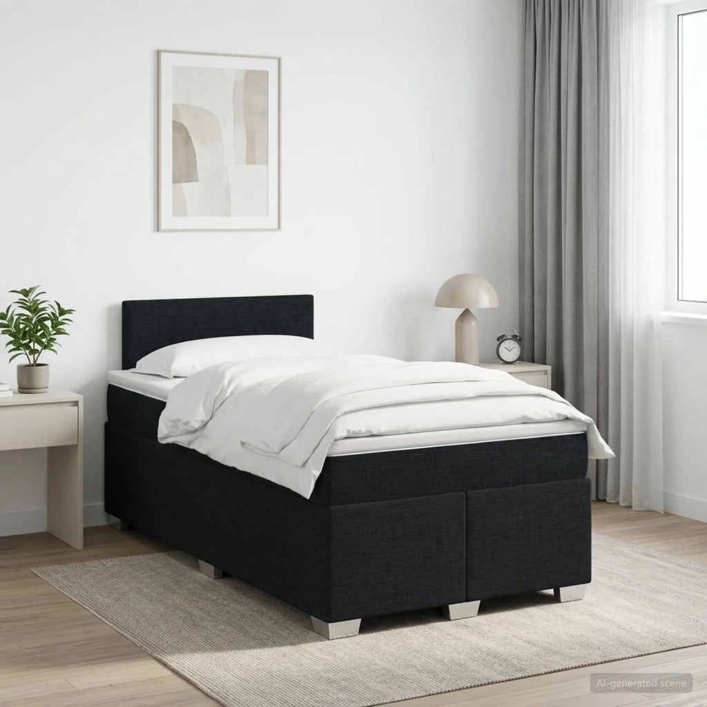 Letto box spring con materasso Nero 120 x 190 cm Tessuto 3450434