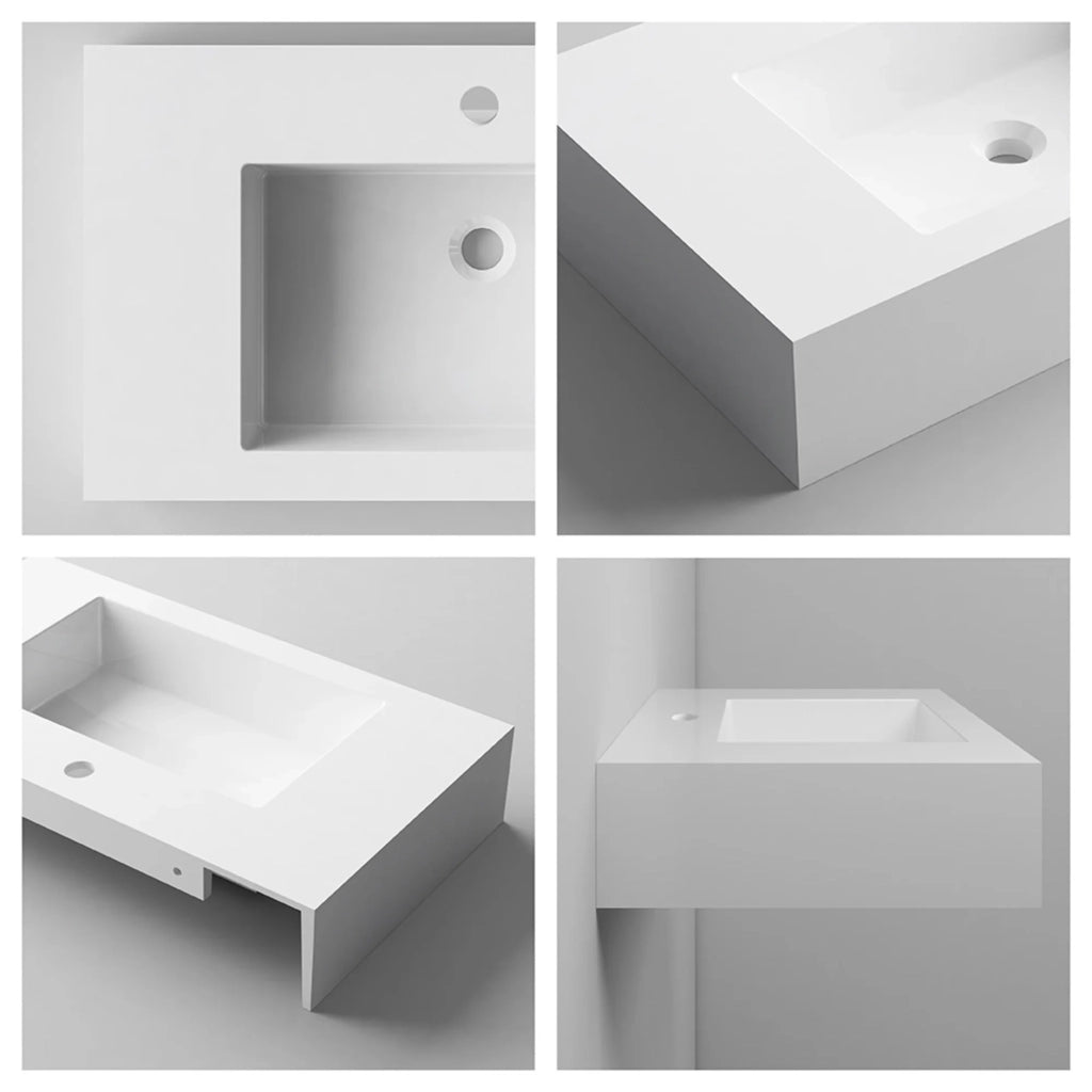 Mobile bagno sospeso 100cm quercia e bianco con lavabo in resina Sumya