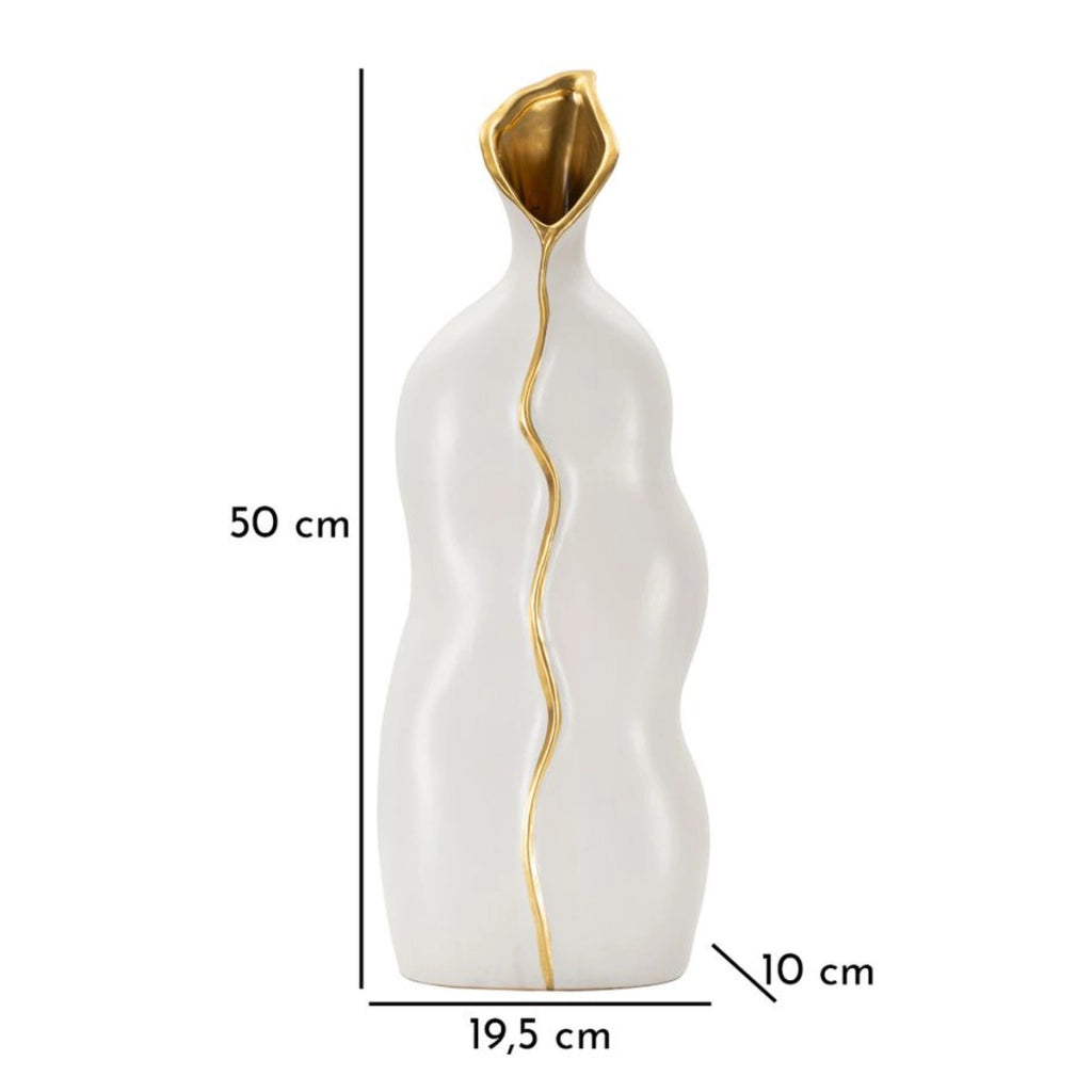 Vaso Decorativo VKH642, Bianco, Ceramica, 19,5x10x50 cm