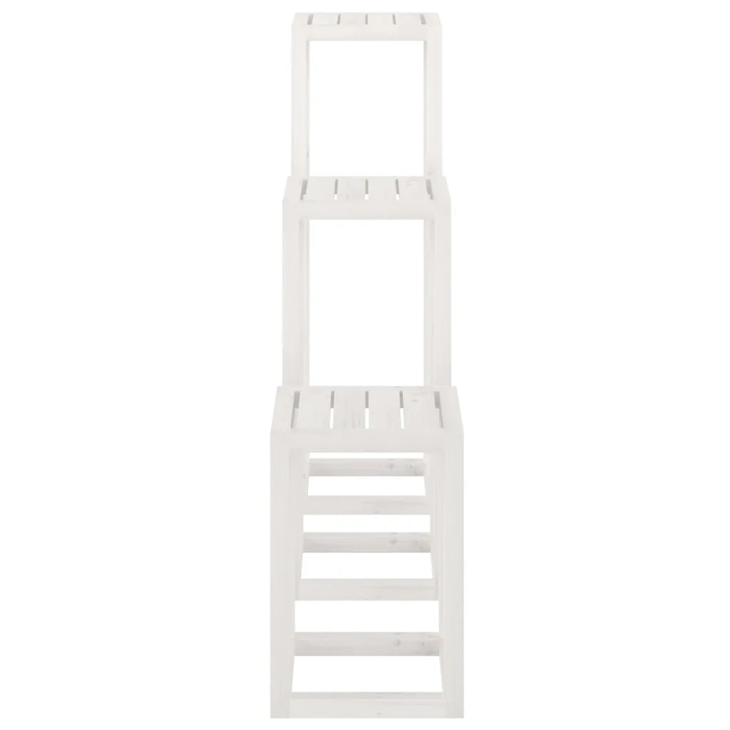 Set Supporti per Piante 3 pz Bianco in Legno Massello di Pino 822268