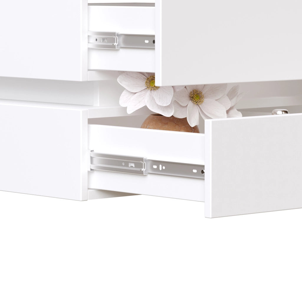 Mobile Bagno Sospeso con LED ¨C MINIMAL ¨C Bianco, Sottolavabo in Ceramica, Cassetti Soft-Close
