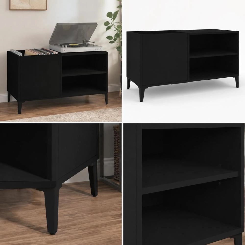 Record Cabinet, Black, 84.5x38x48 Cm, Wood-based Material