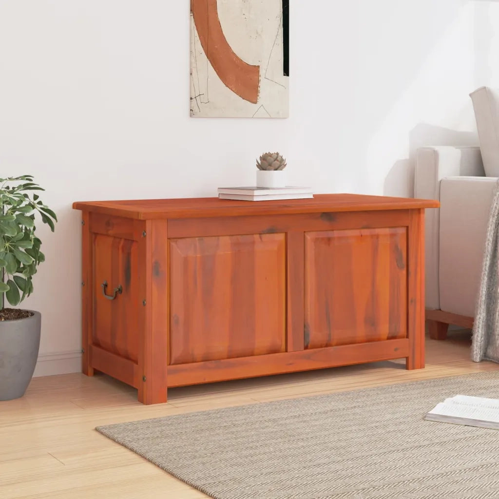 Cassapanca con Coperchio-Baule-Armadietto contenitore Marrone in Legno Massello di Acacia 379397