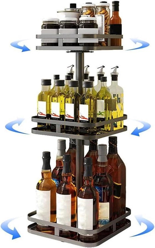 Organizzatore rotante per il bancone - contenitore per erbe e spezie con olio (quadrato 3 strati)