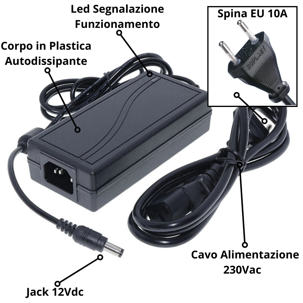 Optonica 6102 alimentatore 36w 12v 3a ip20 per strisce led
