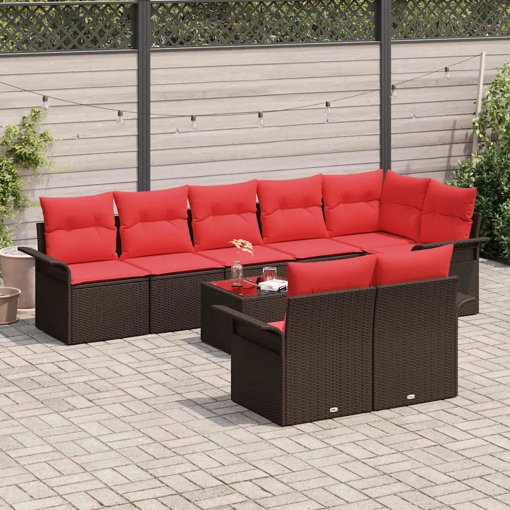 Set Divano da Giardino 9 pcs Marrone polyrattan 3354093