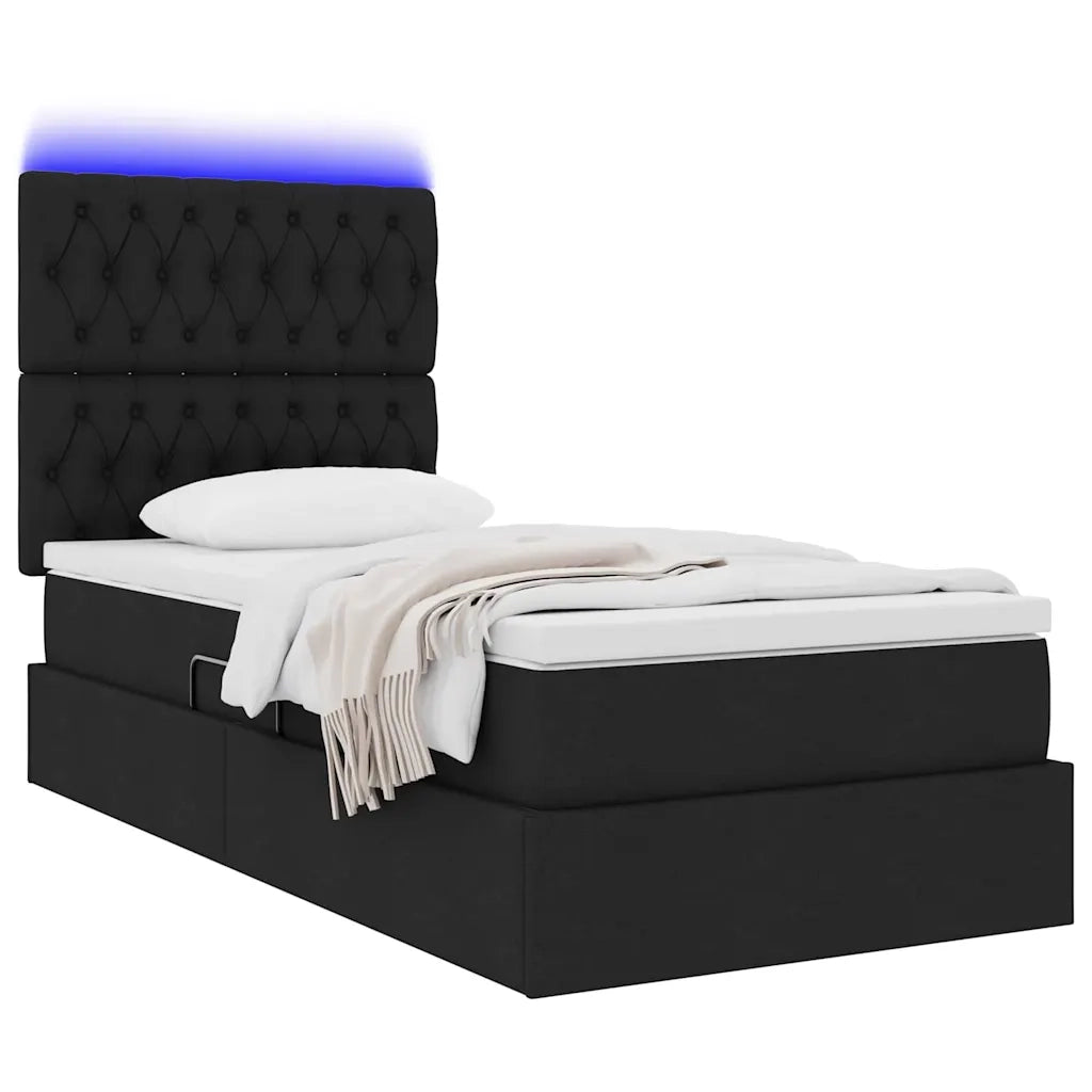 Letto con contenitore e LED con led Nero 90 x 190 cm Poliestere