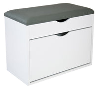 Scarpiera Panca con Scomparto e Cuscino 60x30x50 cm in PB e Carta Bianco