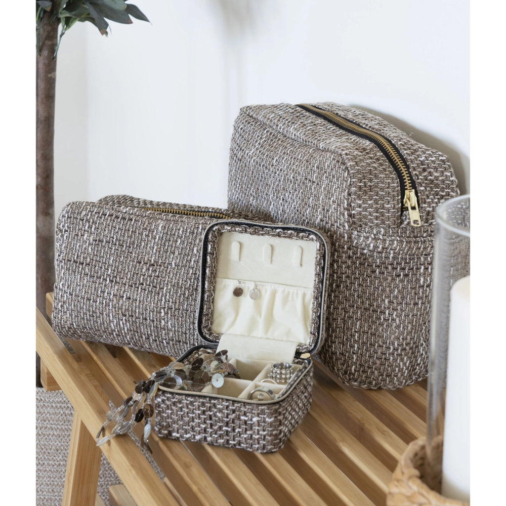 Beauty Case Safi, Marrone, Poliestere, 9x20x14 cm