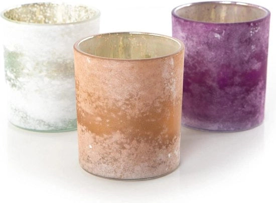 Decorazione per tavola - set di luci per tavola - colori oranje, blu e bianco - luce da tavola - sostenitore di luci in vetro da 10 cm - decorazione per tavola per compleanni