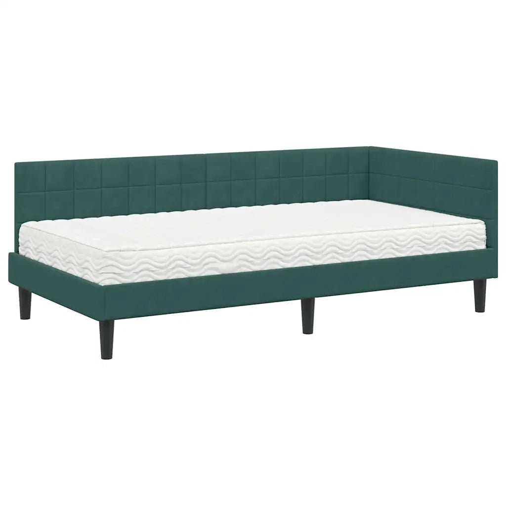 Struttura Letto Angolare con Materasso 2 pcs Verde Velluto 3393990