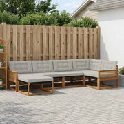 Set di divani da esterno 6 pz Naturale e Grigio Chiaro 3381539