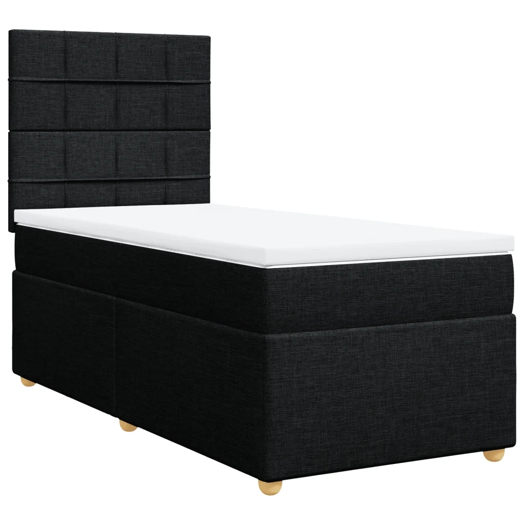 Giroletto a Molle con Materasso Nero 90x190 cm in Tessuto