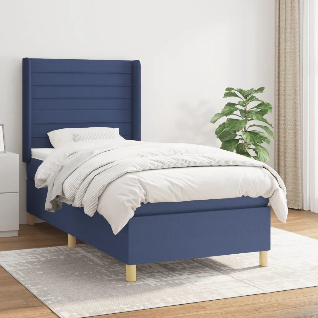 Giroletto a Molle con Materasso-Struttura Letto Blu 80x200 cm inTessuto 663586
