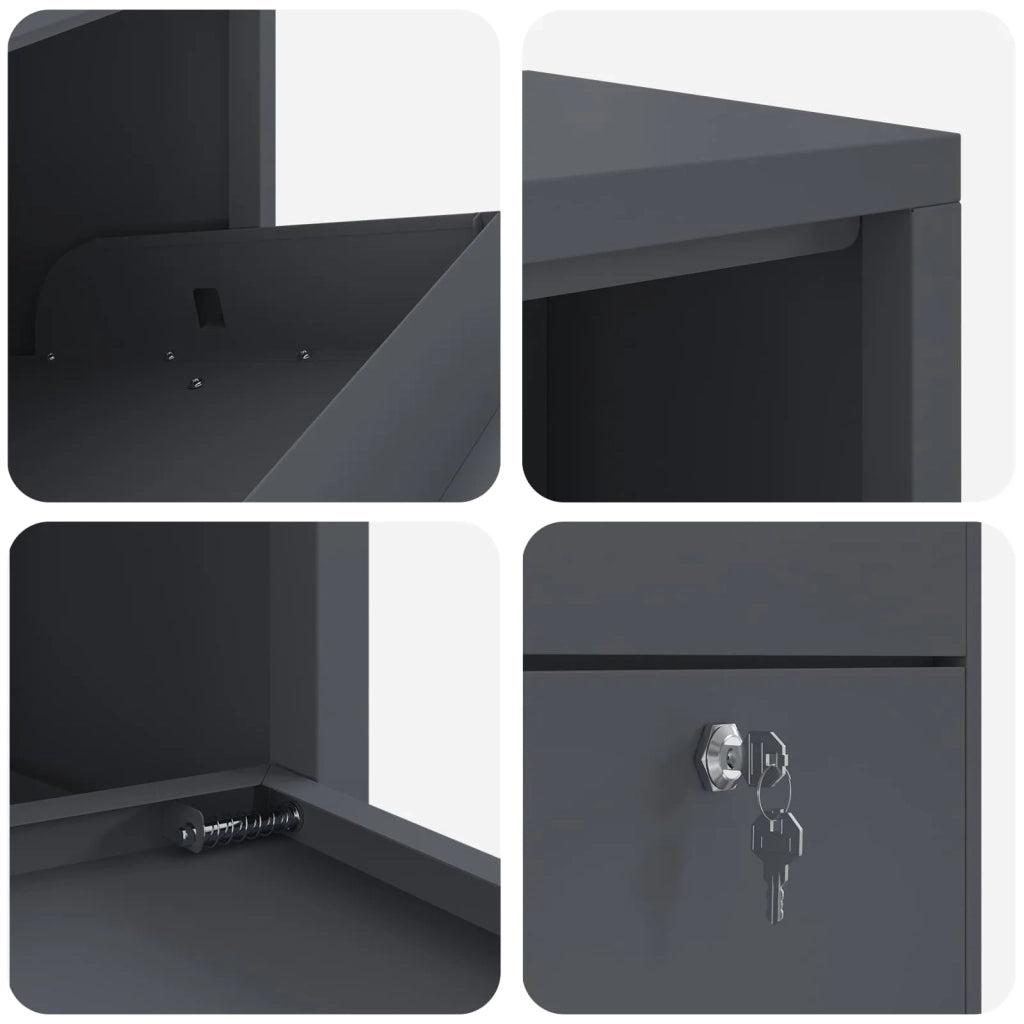 Cassetta per pacchi con porta Antracite 44 x 22 x 82 cm Acciaio CFW9780348