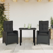Set da Pranzo da Giardino 3 pz con Cuscini Nero in Polyrattancod mxl 87039