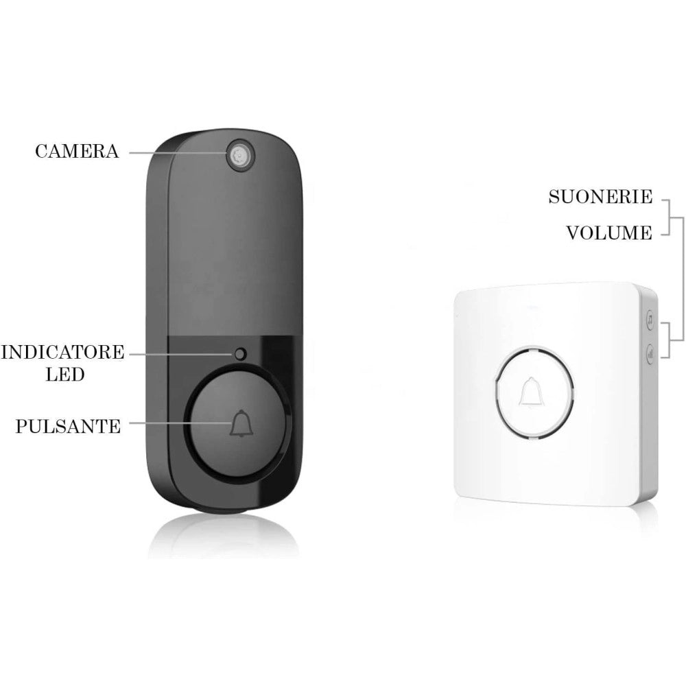 Trade Shop - Videocitofono Ip Senza Fili Wifi Campanello Smart Sensore Di Movimento Ip10a -