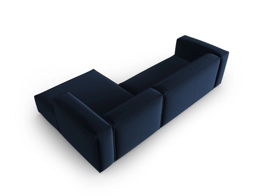 Cosmopolitan Design - Divano angolare destro "Mackay" 4 posti in velluto blu reale 