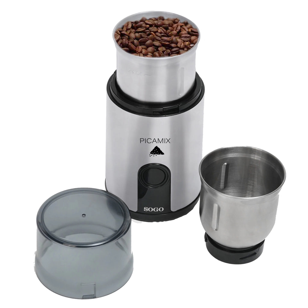 SOGO Macinino Caffà¨ e Spezie 160W con Contenitori in Acciaio Inossidabile