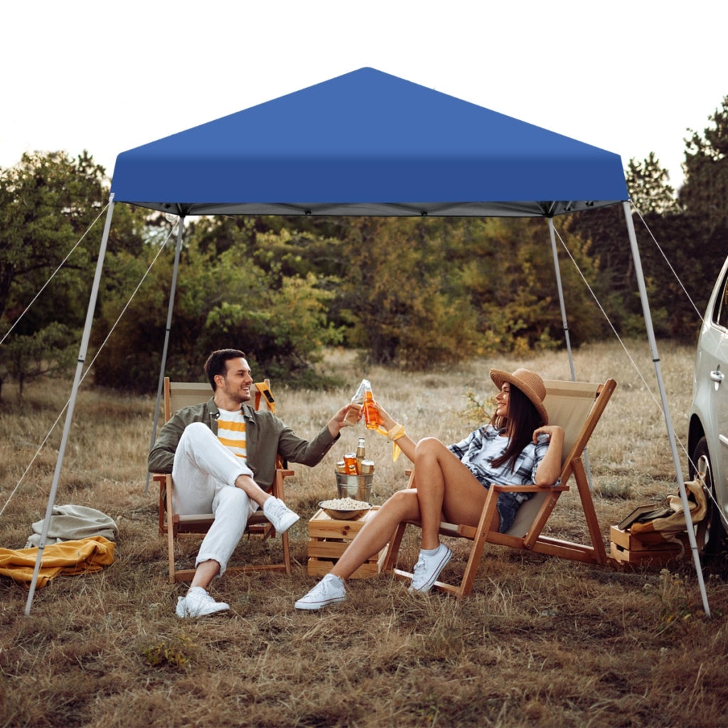 Tenda a baldacchino 3x3m con borsa di trasporto UPF50+ protezione solare, Riparo ombra da esterno Blu-Gazebo