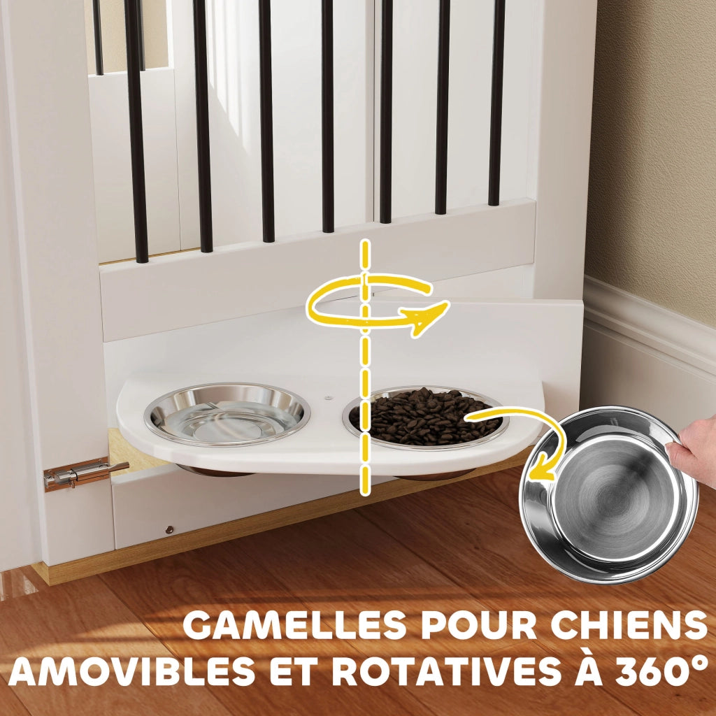Tavolo per cani con gamelle amovibili ¨C zephmum ¨C bianco 80x55x71.5 cm