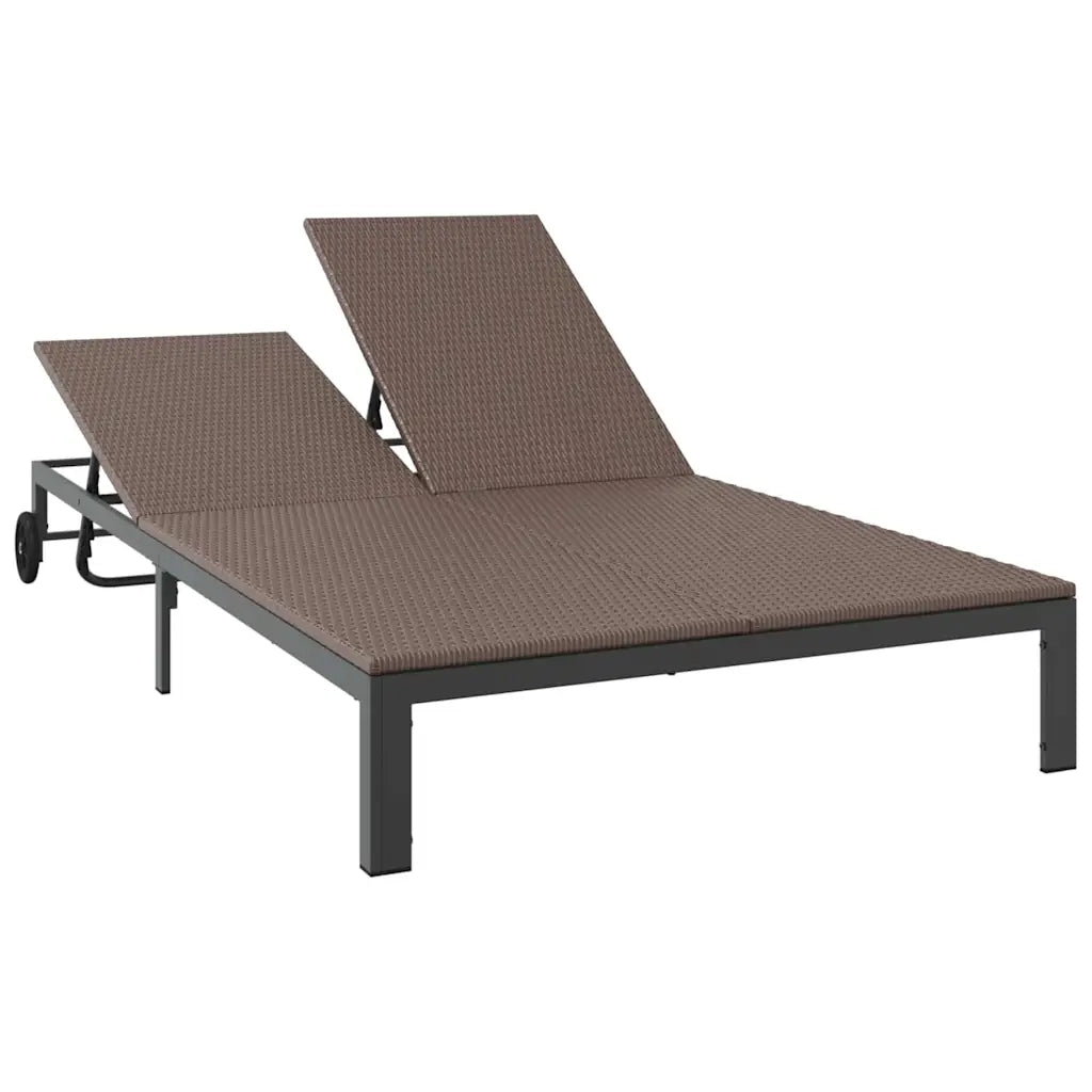 Lettino da Sole Marrone 206 x 115 x 75 cm polyrattan 42004132