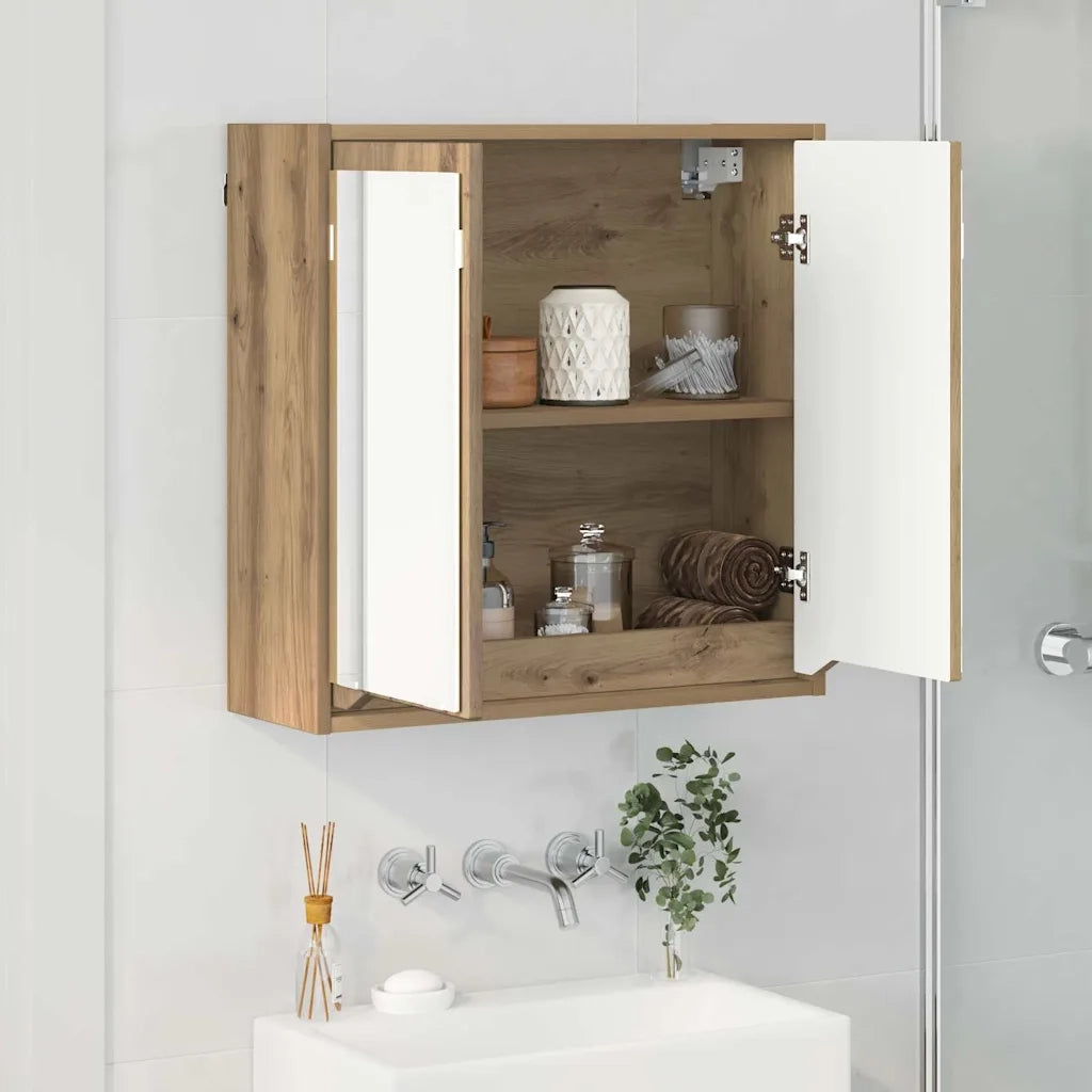 Mobiletto per specchio da bagno con porta Rovere artigianale