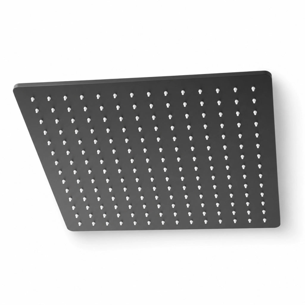 Soffione Doccia Per Bagno Ultra Slim Moderno Quadrato 25x25 cm Nero 1/2" 87883