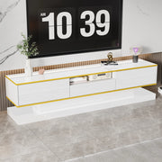 OKWISH Mobile TV con 3 Cassetti e 1 Vano Aperto, LED Multicolore, Finitura Lucida, per Soggiorno, 180 x 38 x 45 cm
