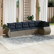 Set Divani da Giardino 6 pz con Cuscini Grigio in Polyrattan 3221390