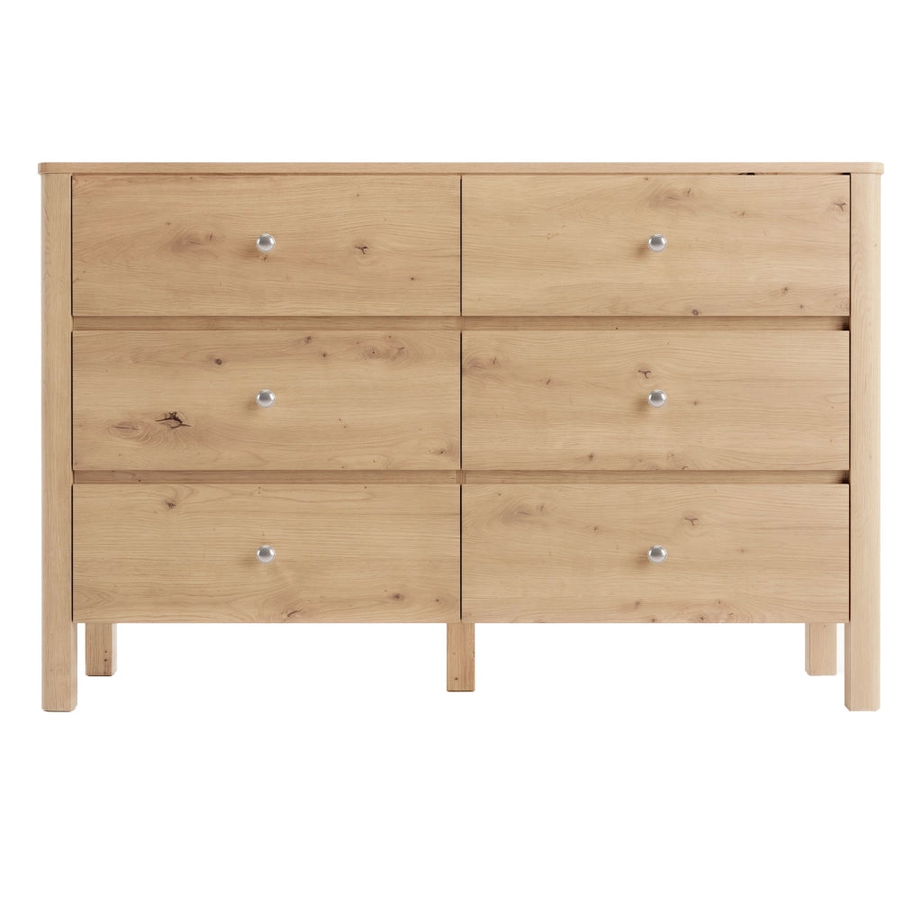 Cassettiera con 6 cassetti e guide in metallo, per soggiorno e camera da letto, in truciolare rovere, 120 × 40 × 80 cm