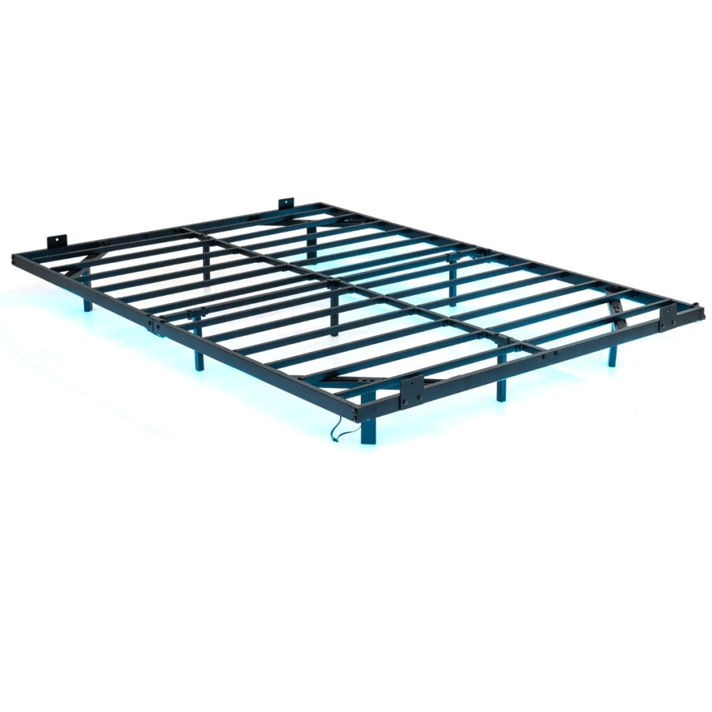 Telaio letto piattaforma in metallo con fissaggio per materasso, Letto con luci led doppia dimensione-Arredo letto