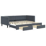 Divano letto | Sof¨¤ letto | Letto singolo Estraibile Cassetti Grigio Scuro 90x200cm Velluto