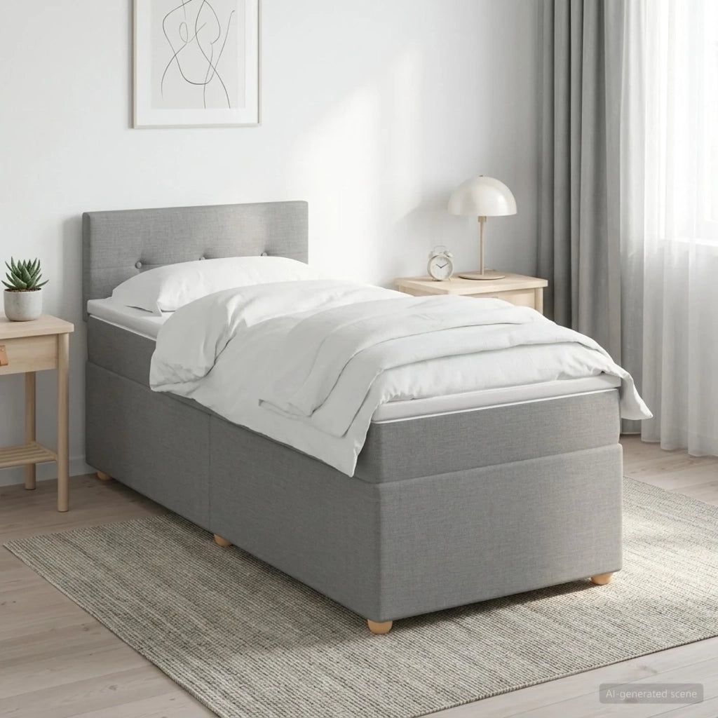 Letto box spring con materasso Grigio Chiaro 100 x 200 cm 3452352