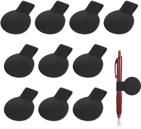 Penetti adesivi in 10 pezzi, penne, astuccio per penne in pelle PU, astuccio per penne per quaderno, penne adesive, astuccio per penne per tablet (nero)
