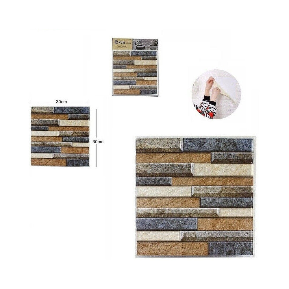 Trade Shop - 3d Piastrella Mattonella Adesivo Da Parete Muro Pannello 30x30cm 64382 -