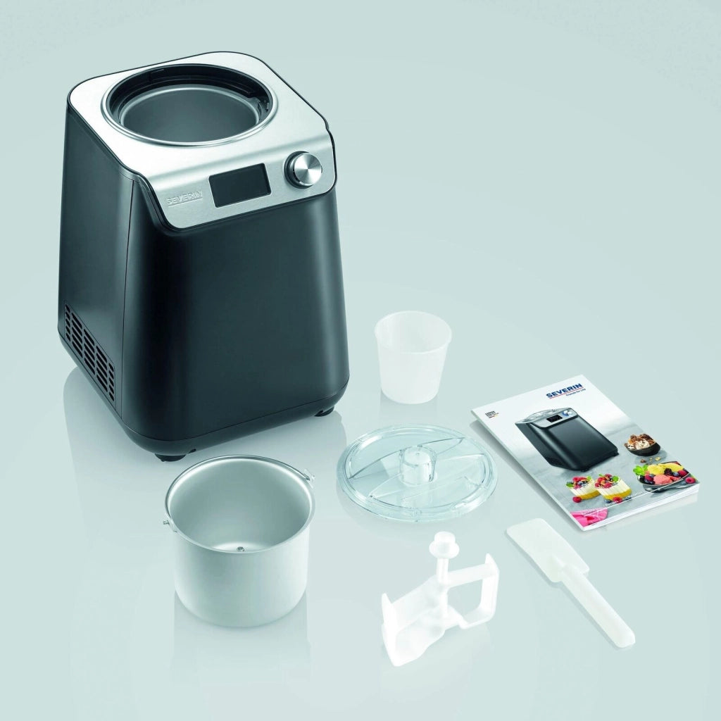Severin EZ 7407 Gelatiera Compressore 2in1 1,2 L 135 W con Display LED Timer Digitale e Funzione Keep-Cool colore Nero Acciaio Inox