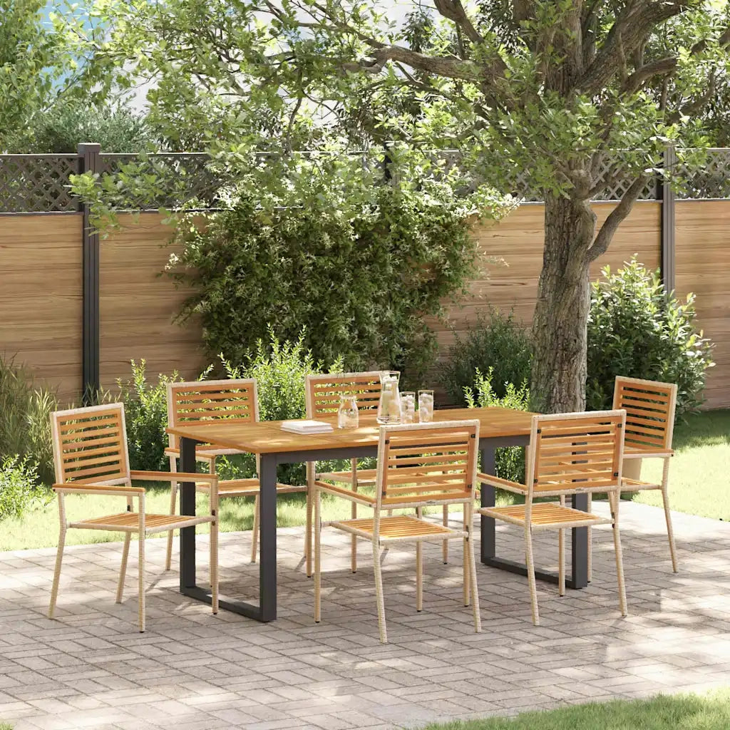 Set da Pranzo per Giardino 7 pcs Beige Legno di Acacia Massello 3365465