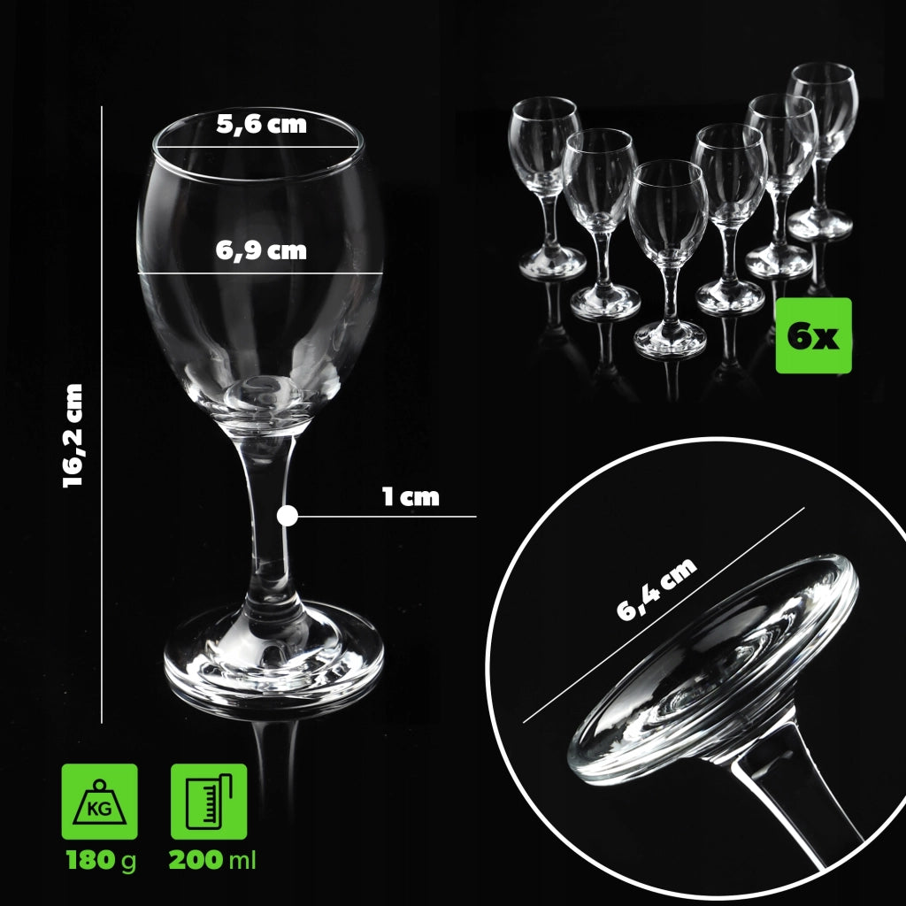 Set di 6 bicchieri da vino bianco KADAX da 200 ml, elegante set di bicchieri