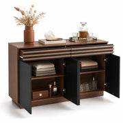 Credenza 150x40x85 cm in MDF marrone e nero， ampio spazio contenitivo