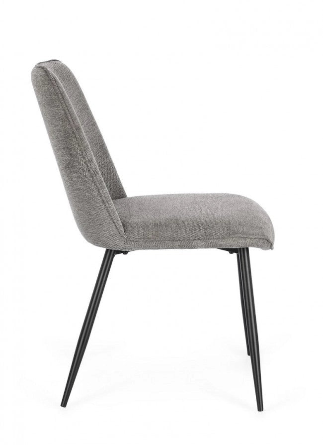 Set 4 Sedie 48x62x84 cm Cora in Tessuto Nero e Grigio Scuro