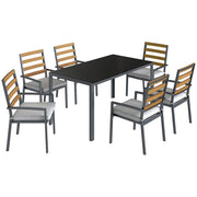 Pezzi Set da Pranzo da Giardino con Tavolo e 6 Sedie Struttura in Acciaio Nero