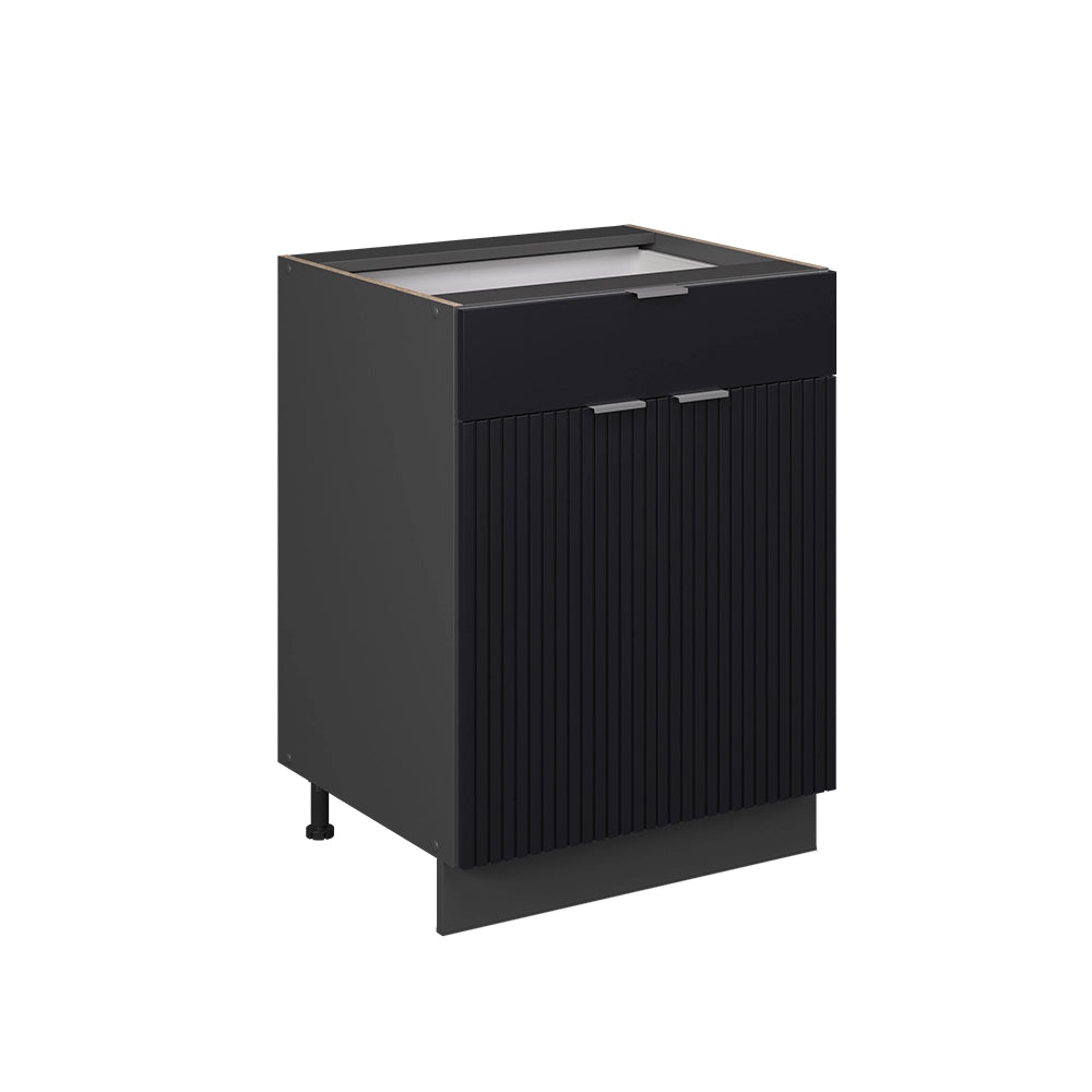 Vicco Mobiletto base per cucina Nero a righe 60 cm con cassetto, senza piano di lavoro