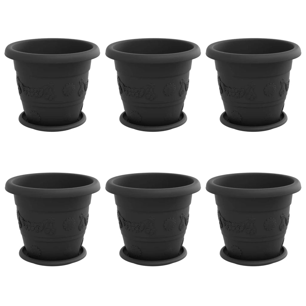 Fioriere | Cassetta per fiori | Vasi per Piante 6 pz Nero ? 26 x 21.5 cm Plastica
