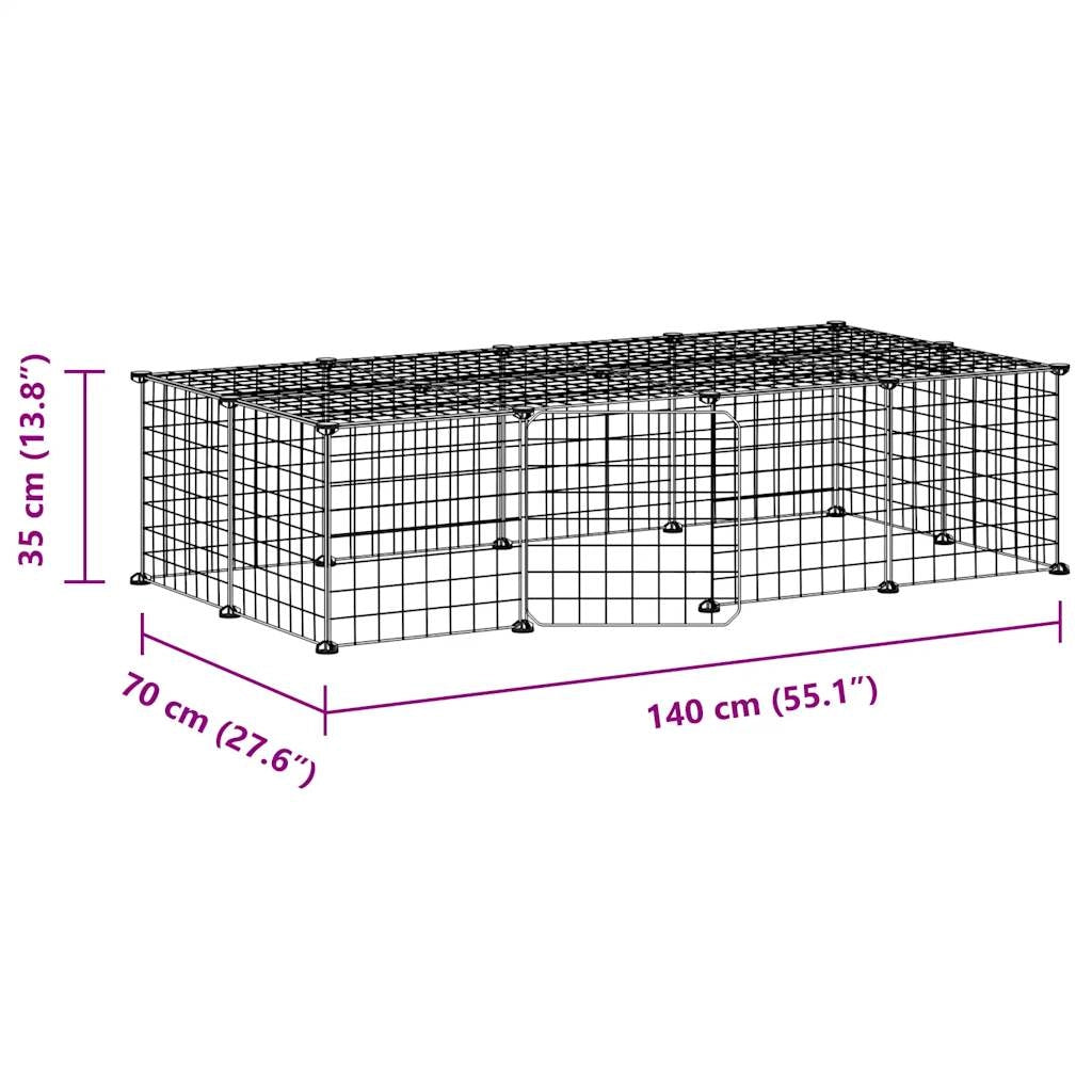 Gabbia per animali domestici a 20 pannelli con porta 35 x 35 cm nera 02_0041568