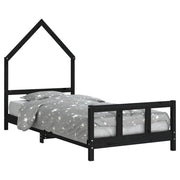 Giroletto per Bambini | Letto Infantile | Lettino Nero 90x190 cm in Legno Massello di Pino