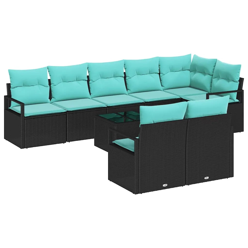 Set di divani 9 pcs Nero polyrattan 3346446