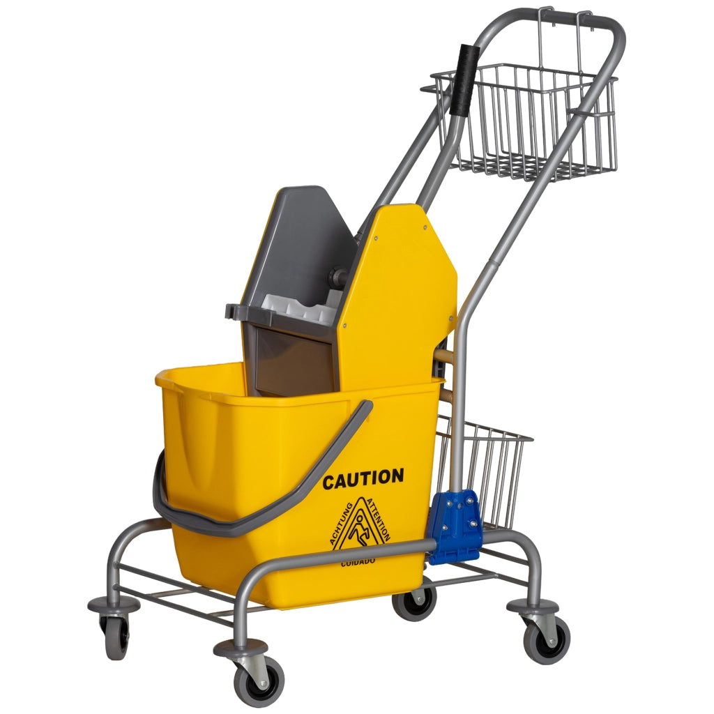 Secchio per lavaggio ¨C zephmum ¨C Giallo, plastica, metallo, con ruote