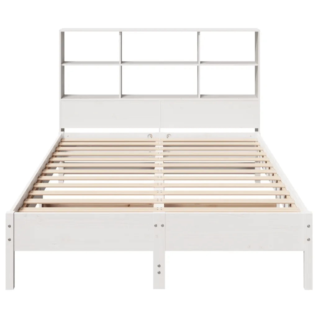 Letto Libreria senza Materasso Bianco 160x200 cm Legno di Pino